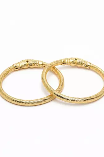  women set of 2 gold plated traditional kada bangle