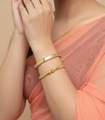  women set of 2 gold plated traditional adjustable kada bangle
