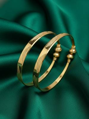  women set of 2 gold plated traditional adjustable kada bangle 2