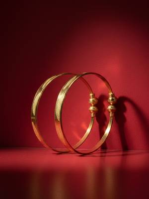  women set of 2 gold plated traditional adjustable kada bangle 4