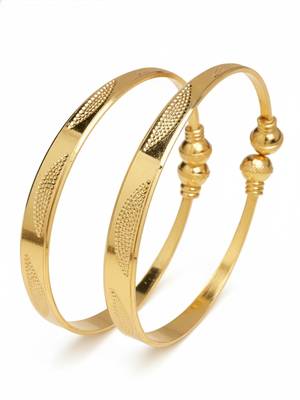  women set of 2 gold plated traditional adjustable kada bangle 5
