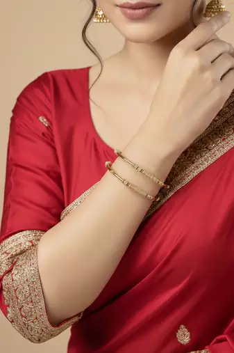  women set of 2 gold plated handcrafted traditional bangle