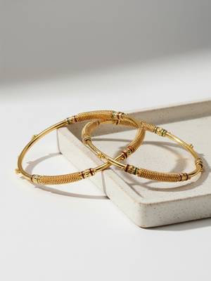  women set of 2 gold plated handcrafted traditional bangle 2