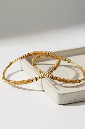  women set of 2 gold plated handcrafted traditional bangle