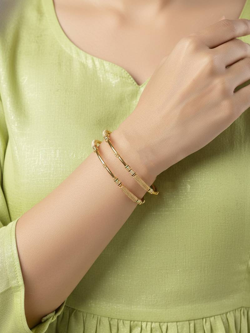  women set of 2 gold plated handcrafted traditional bangle