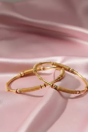  women set of 2 gold plated handcrafted traditional bangle