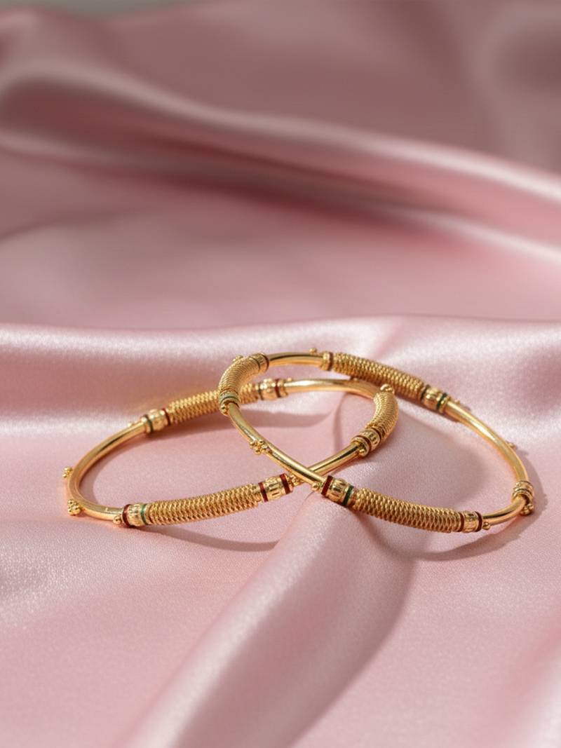  women set of 2 gold plated handcrafted traditional bangle