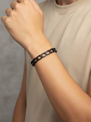  men's rhodium plated cuff bracelet 2