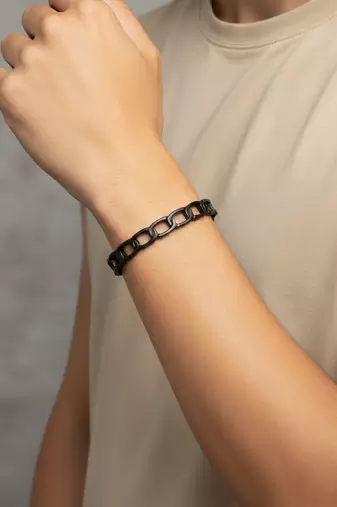  men's rhodium plated cuff bracelet