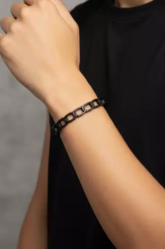  men's rhodium plated cuff bracelet