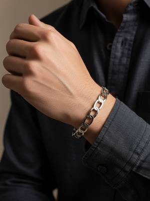  men's silver plated cuff bracelet 3