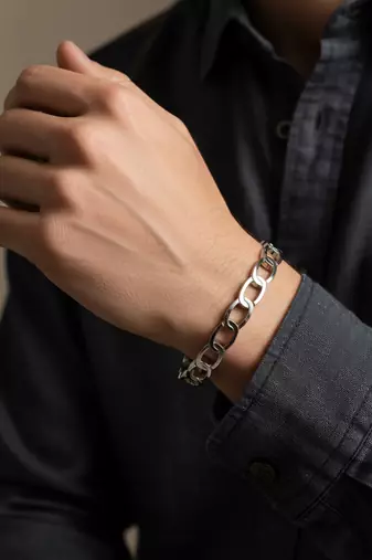  men's silver plated cuff bracelet
