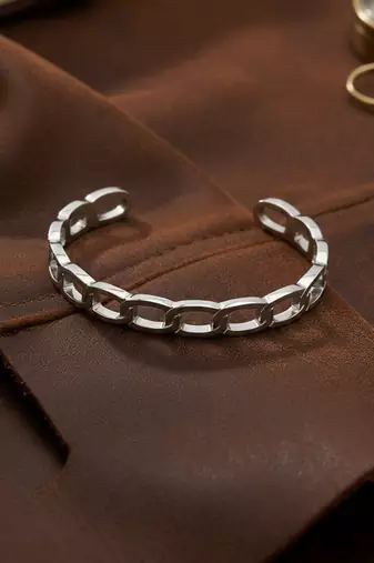  men's silver plated cuff bracelet