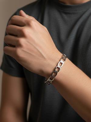  men's silver plated cuff bracelet 5