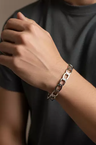  men's silver plated cuff bracelet