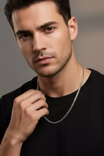  men's silver plated stainless steel chain