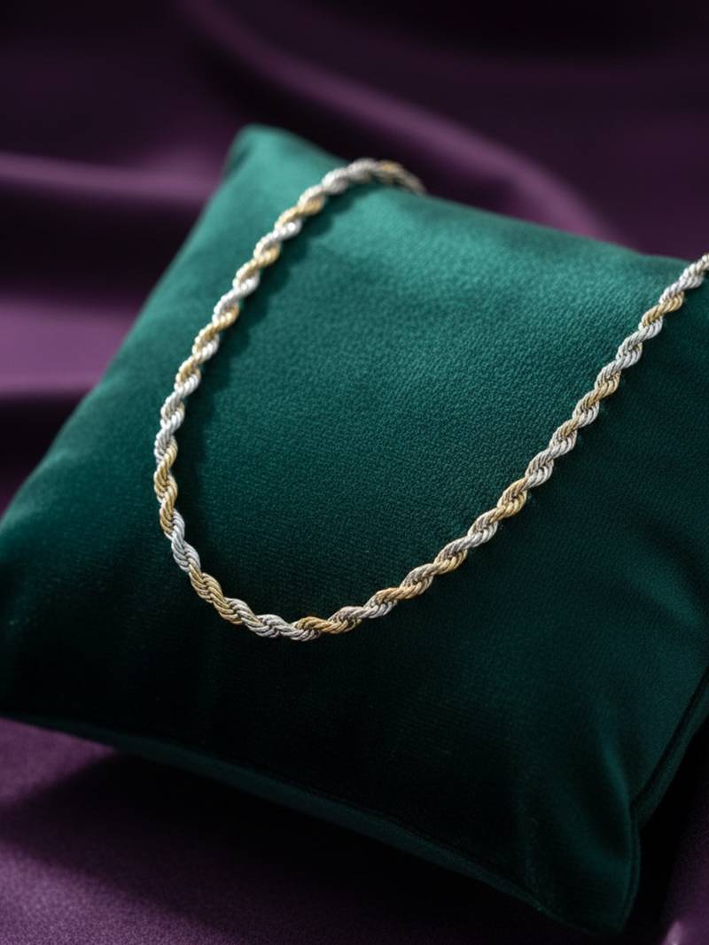  men's handcrafted rhodium plated chain