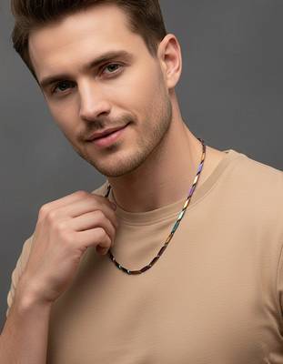  men's handcrafted multicolour rhodium plated chain 3
