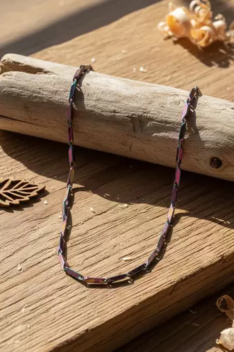  men's handcrafted multicolour rhodium plated chain