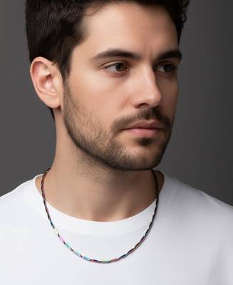  men's handcrafted multicolour rhodium plated chain 5