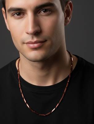  men's handcrafted maroon rhodium plated chain 1