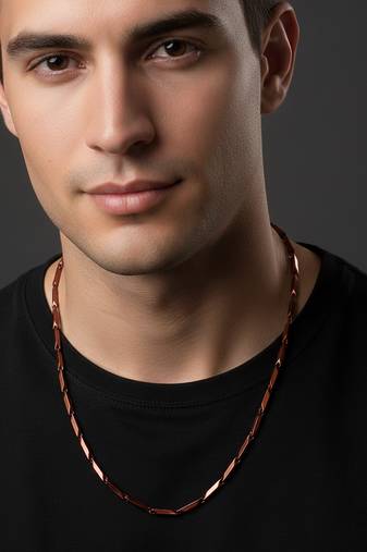  men's handcrafted maroon rhodium plated chain