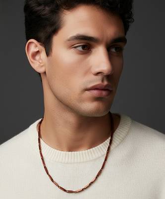  men's handcrafted maroon rhodium plated chain 2