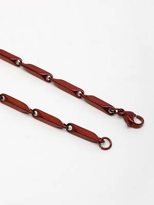  men's handcrafted maroon rhodium plated chain 5