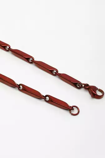  men's handcrafted maroon rhodium plated chain