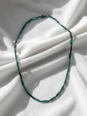  men's handcrafted green rhodium plated chain 2