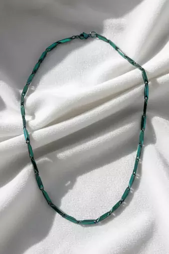 men's handcrafted green rhodium plated chain