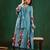 Sky blue chanderi silk sequin kurta set with embroidered dupatta