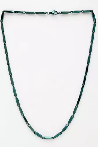  men's handcrafted green rhodium plated chain
