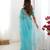 Sky Blue Color Thread & Sequin Embroidery Work Organza Silk  Saree