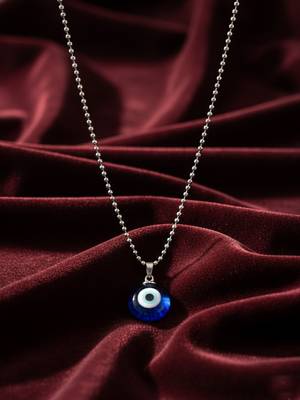  unisex unisex silver plated evil eye pendant with chain 1