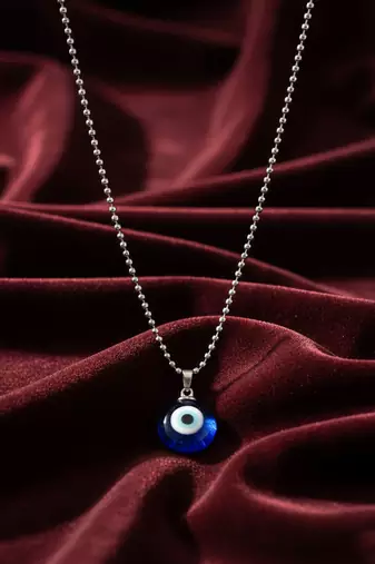  unisex unisex silver plated evil eye pendant with chain