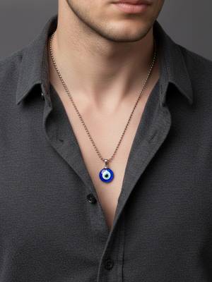  unisex unisex silver plated evil eye pendant with chain 2