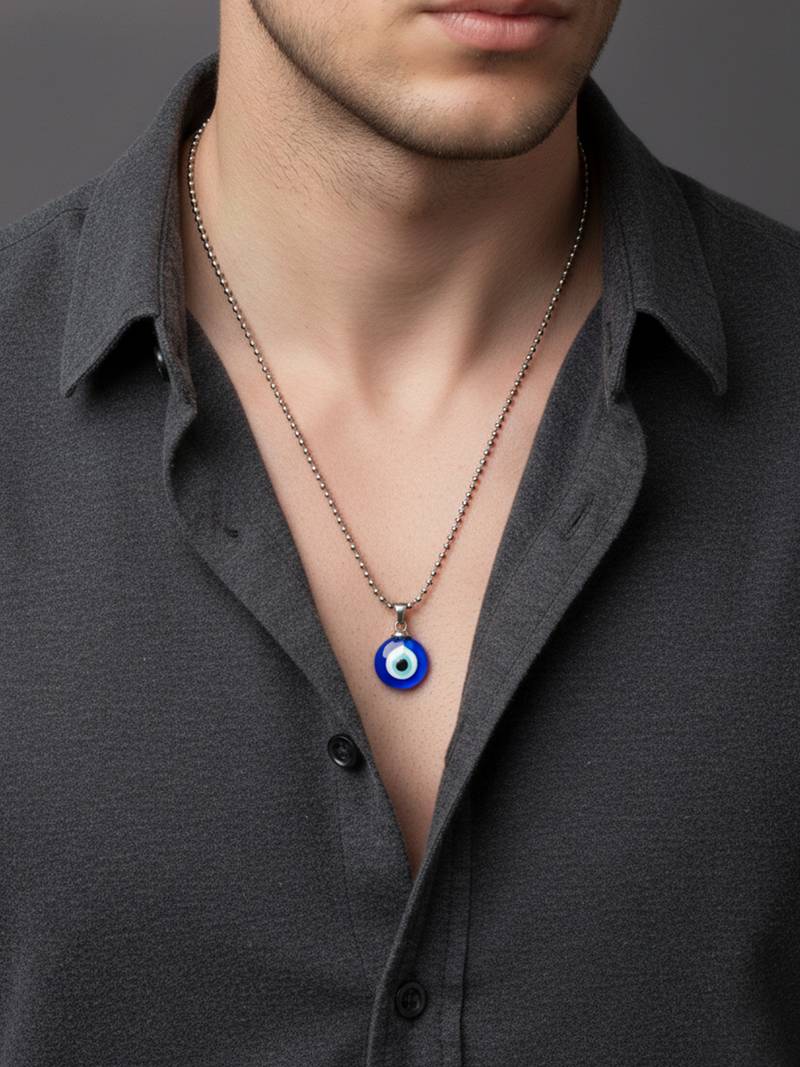  unisex unisex silver plated evil eye pendant with chain