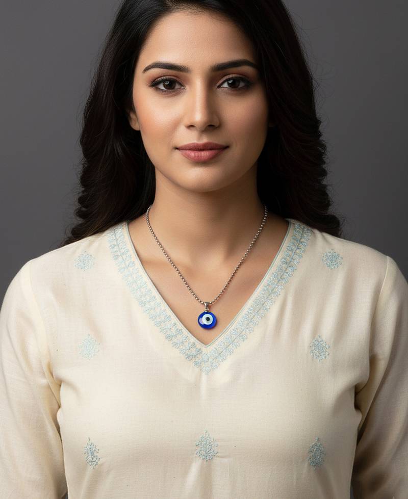  unisex unisex silver plated evil eye pendant with chain