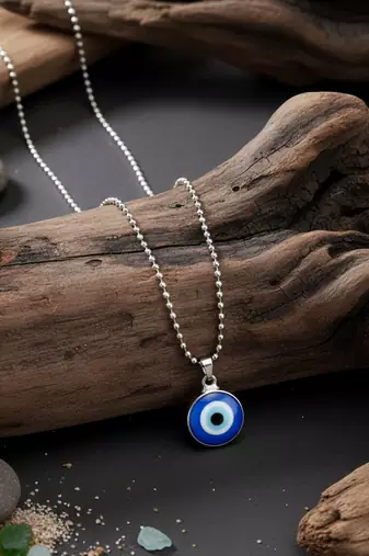  unisex unisex silver plated evil eye pendant with chain