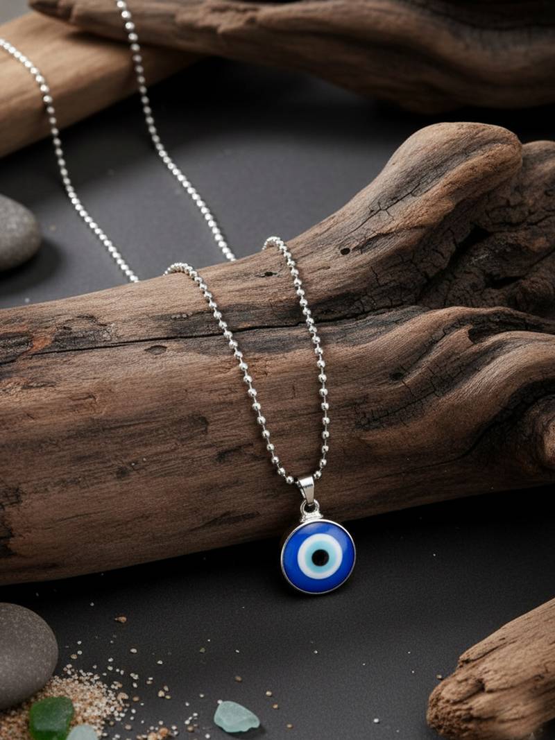  unisex unisex silver plated evil eye pendant with chain