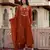 Orange chanderi silk sequin kurta pant set with embroidered organza dupatta