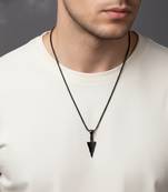  men's black arrow shaped rhodium plated pendant with chain 