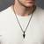  men's black arrow shaped rhodium plated pendant with chain 