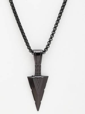  men's black arrow shaped rhodium plated pendant with chain  5