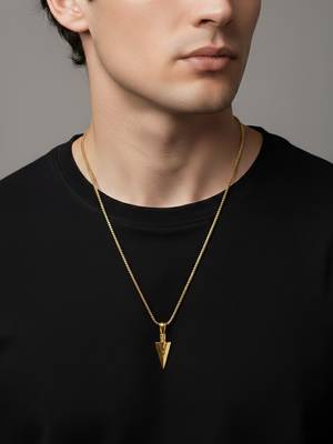  men's arrow shaped gold plated pendant with chain  3