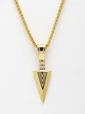  men's arrow shaped gold plated pendant with chain  4