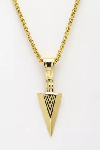  men's arrow shaped gold plated pendant with chain 
