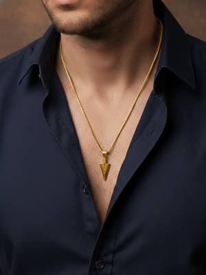  men's arrow shaped gold plated pendant with chain  5
