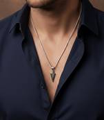  men's arrow shaped silver plated pendant with chain 